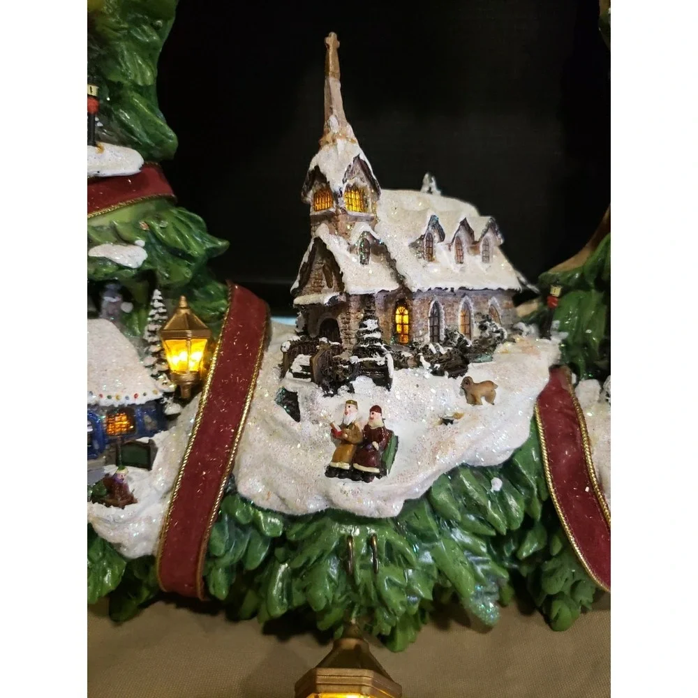 2005 Thomas Kincaide Christmas Village Wreath Hamilton Lighted 16